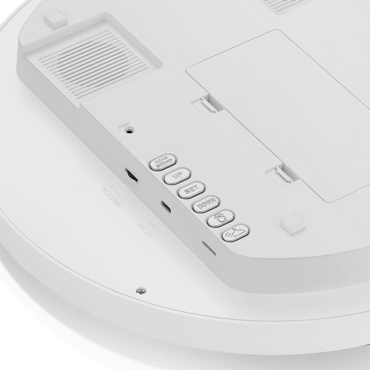 White Digital Azan Prayer Clock with Volume Control, Alarm & Date Display