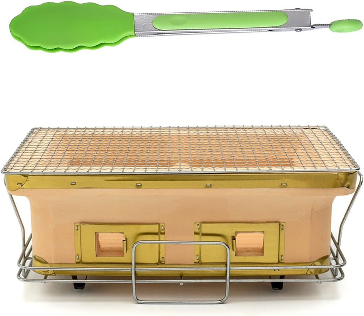 Rectangular Ceramic Charcoal Grill Tabletop BBQ Clay Stove Outdoor Cooking