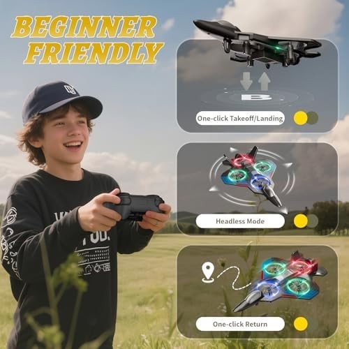 Remote Control Airplane for Kids Adults, Easy Fly RC Plane Jet with LED Lights