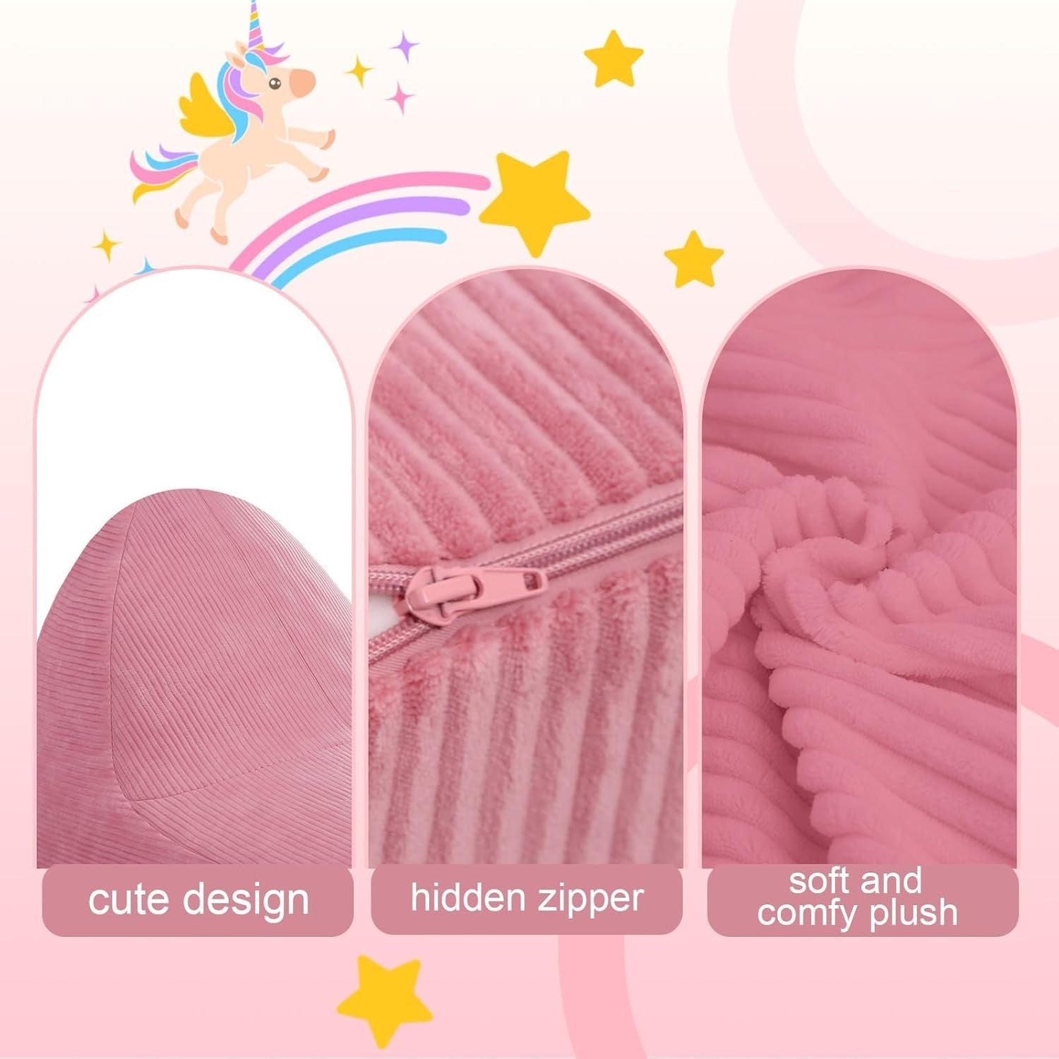 Large Pink Kids Bean Bag Chair with Removable Washable Cover