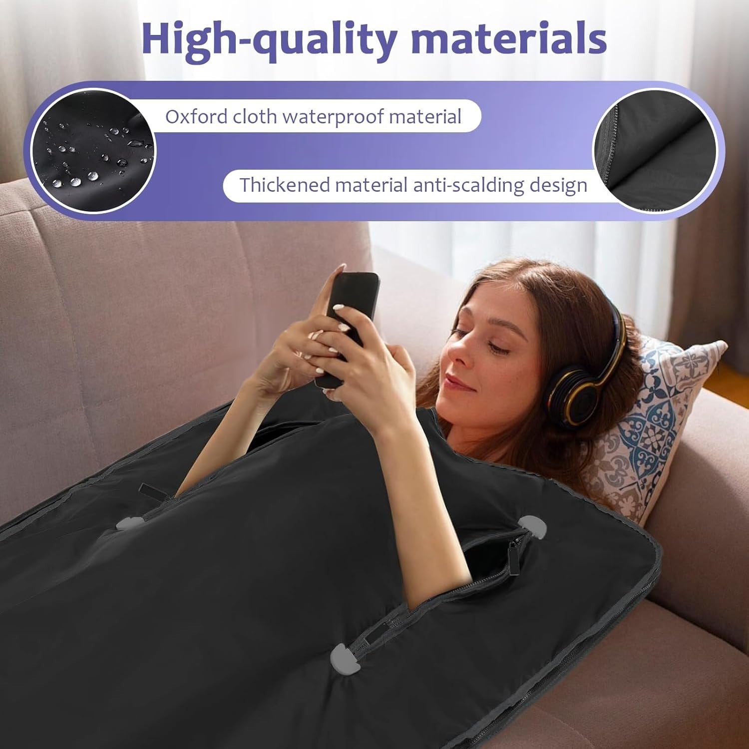 Portable Sauna Blanket – Fast Heating 20s, 0-60min Timer, Home Detox Spa