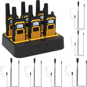 Heavy Duty Walkie Talkies IP67 Waterproof w Earpiece 6 Pack Charger