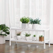 2-Tier Bamboo Shoe Rack Bench for Entryway Living Room Bathroom White