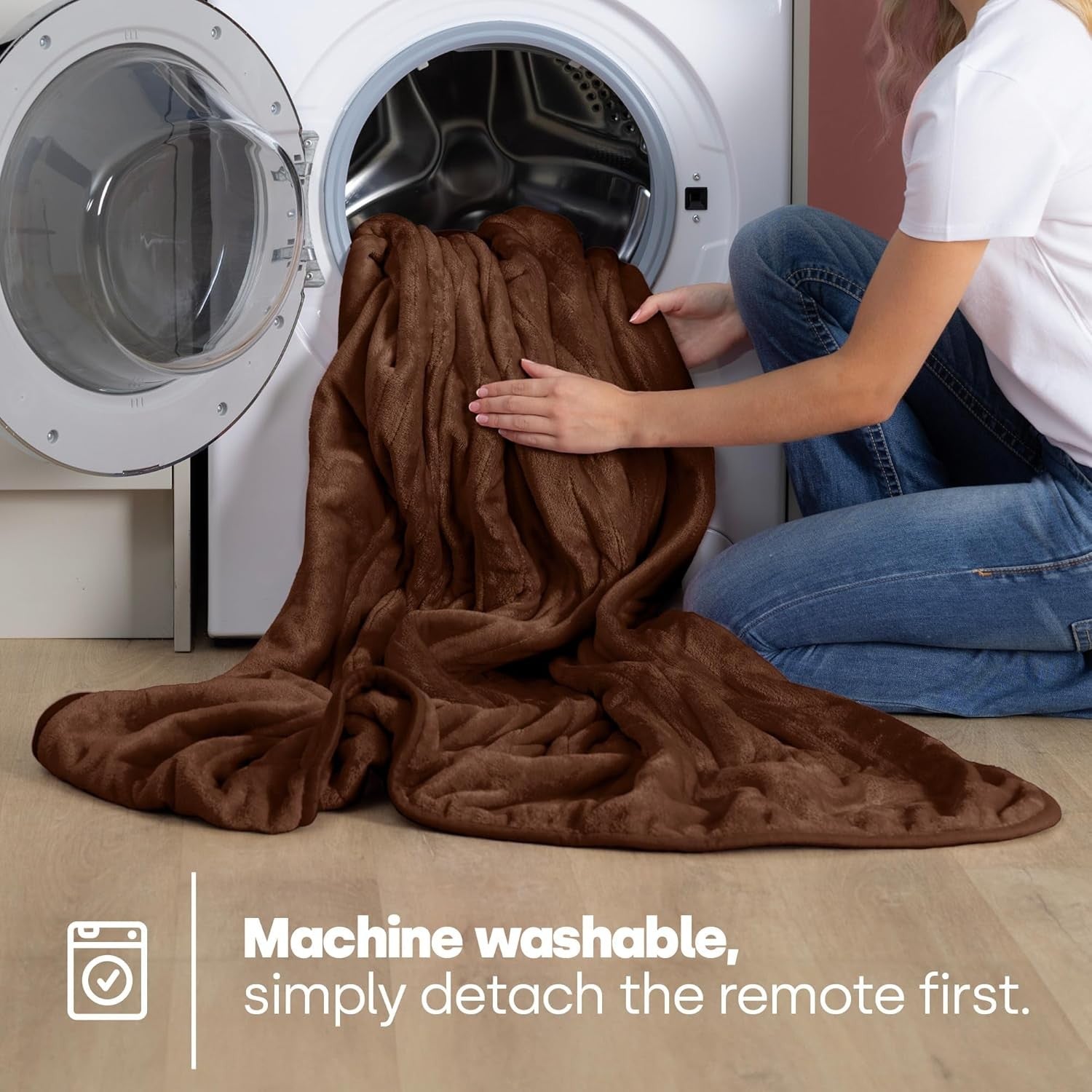 Electric Heated Throw Blanket 9 Heat Settings Timer Fleece 160x130cm