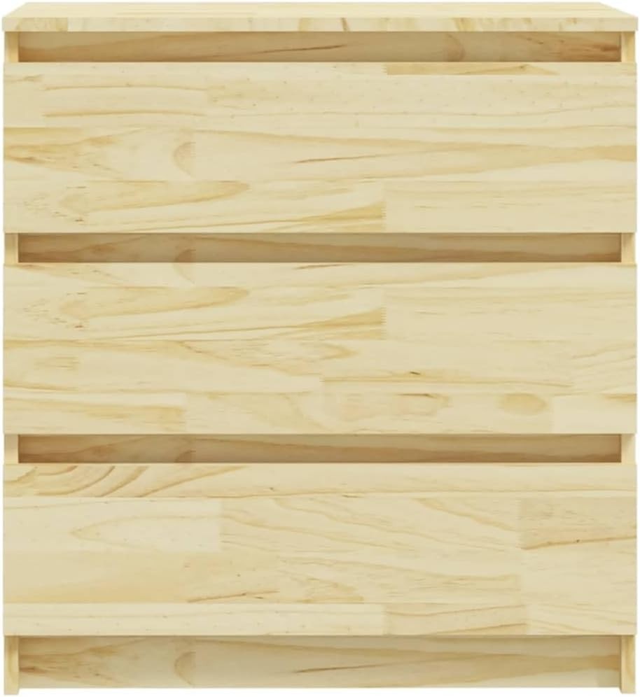 Set of 2 Solid Pine Bedside Tables with 3 Drawers | Natural Wood Nightstands