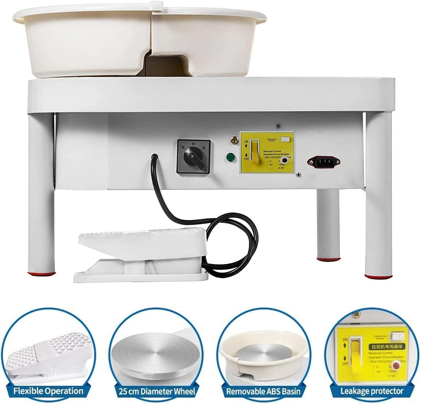 Electric Pottery Wheel 25cm 350W Ceramic Clay Machine with Foot Pedal