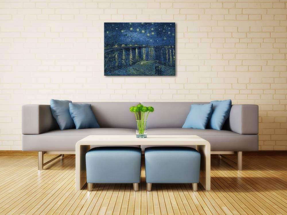 Starry Night Over The Rhone Canvas Wall Art Framed Van Gogh Print