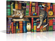 Sleeping Cat Abstract Canvas Wall Art 16×24 in Modern Decor