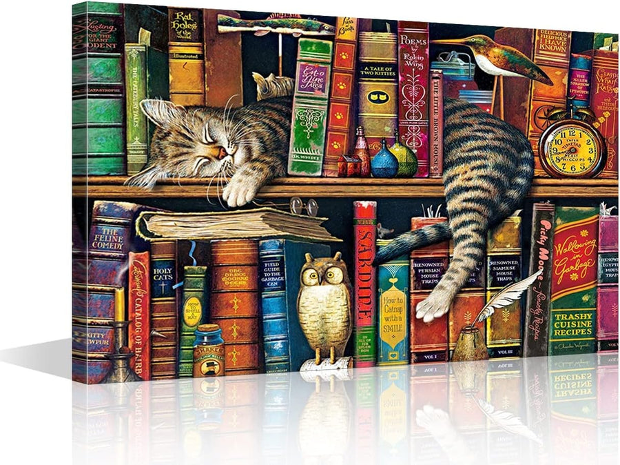 Sleeping Cat Abstract Canvas Wall Art 16×24 in Modern Decor