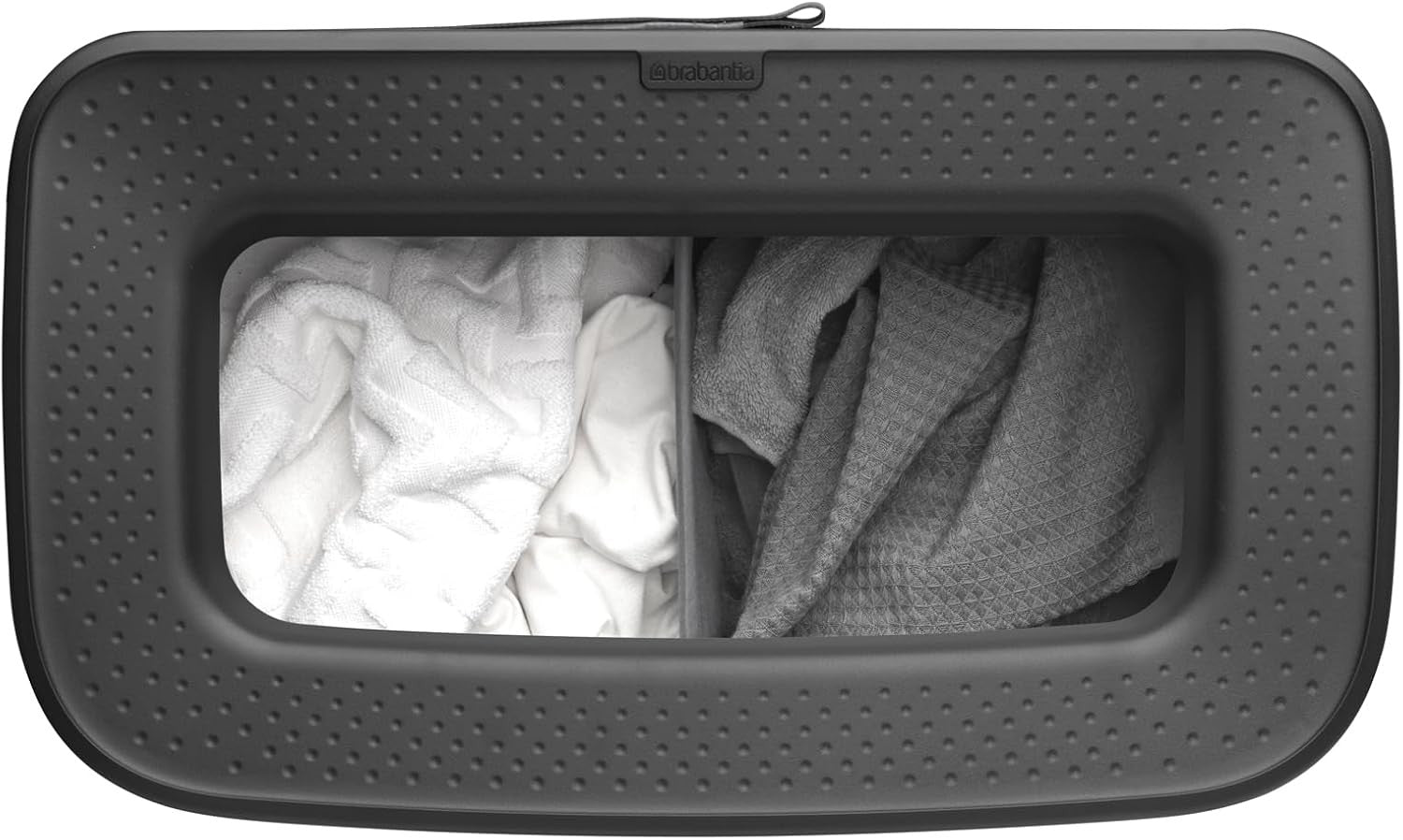 Modern 90L Laundry Bin with Lid, 2 Compartments, Hygienic Quick-Drop Opening