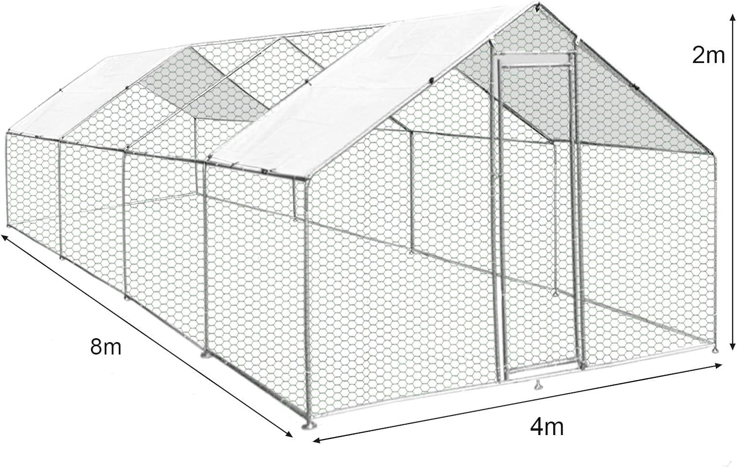 Walk In Chicken Run 8x4x2m Galvanised Steel Coop Pen