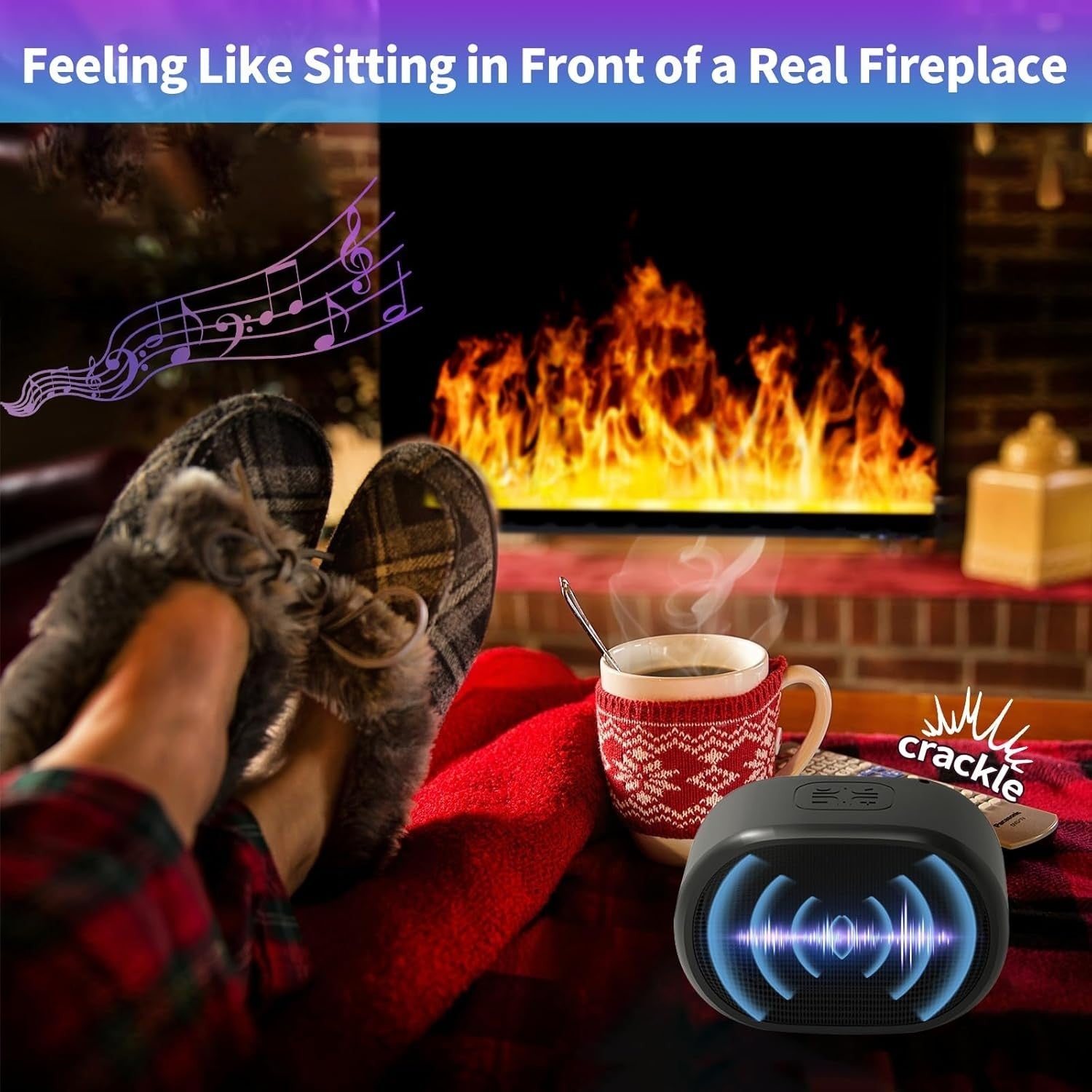 Fireplace Crackling Sound Machine, Realistic Electric Fire Sound Box, Rechargeab