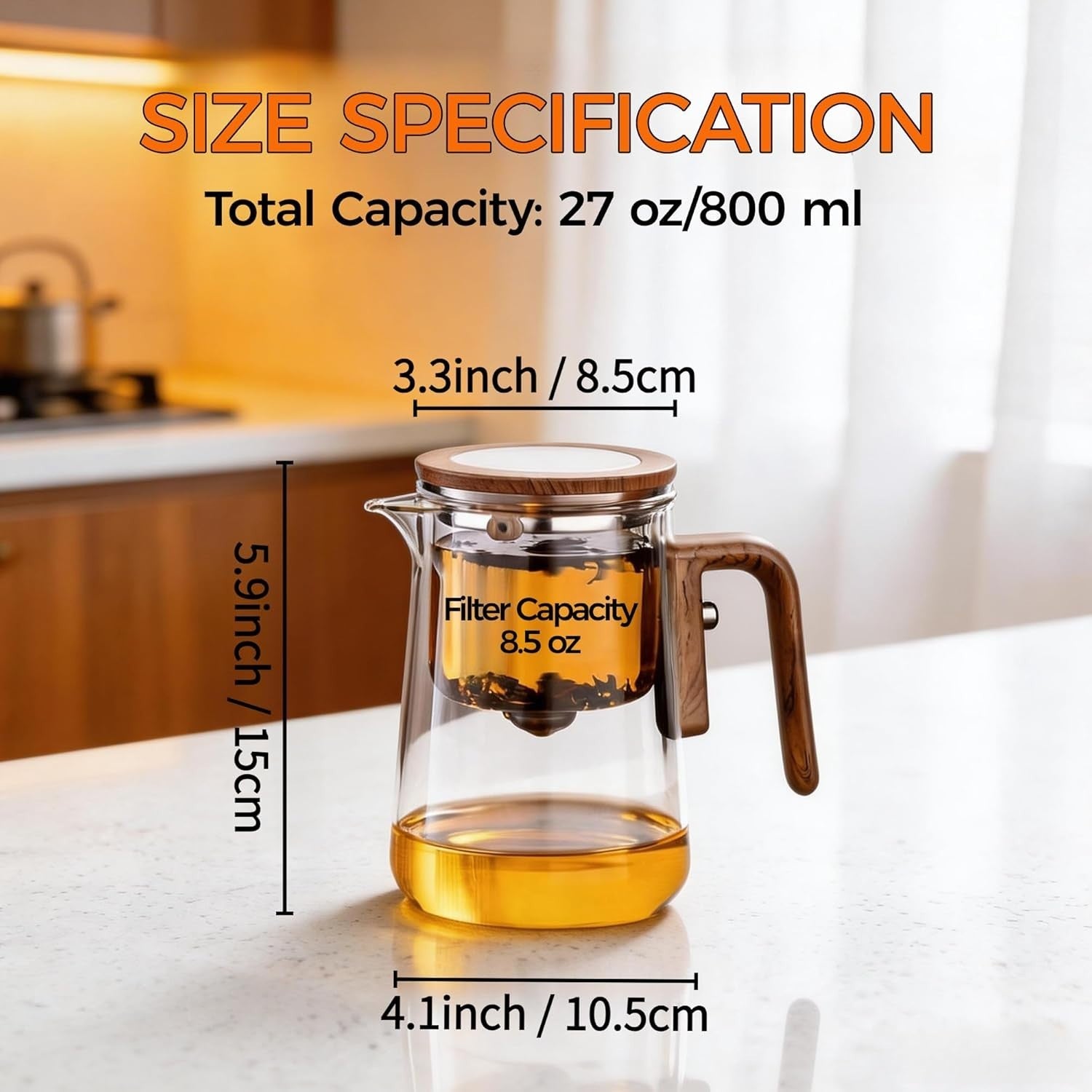 Magic Glass Teapot with Infuser 27oz Loose Leaf Tea Maker Gift