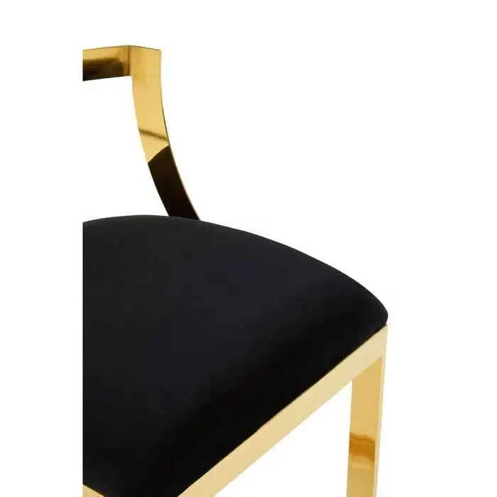 Black Velvet Bar Stool – Gold Frame, Arched Base, Luxe Modern Design