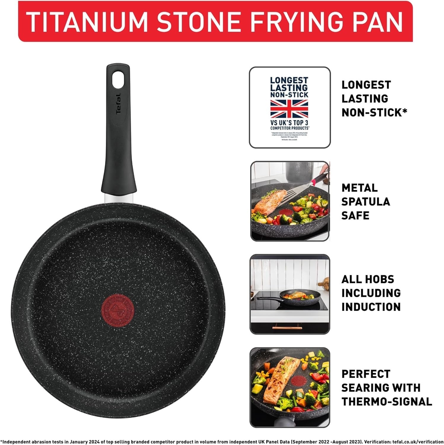 28cm Stone Black Non Stick Durable Coating Metal Safe Frying Pan Induction Safe