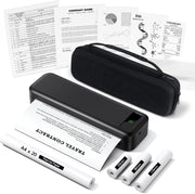 Black Portable Thermal Printer A4 Wireless Bluetooth Inkless Travel Printer