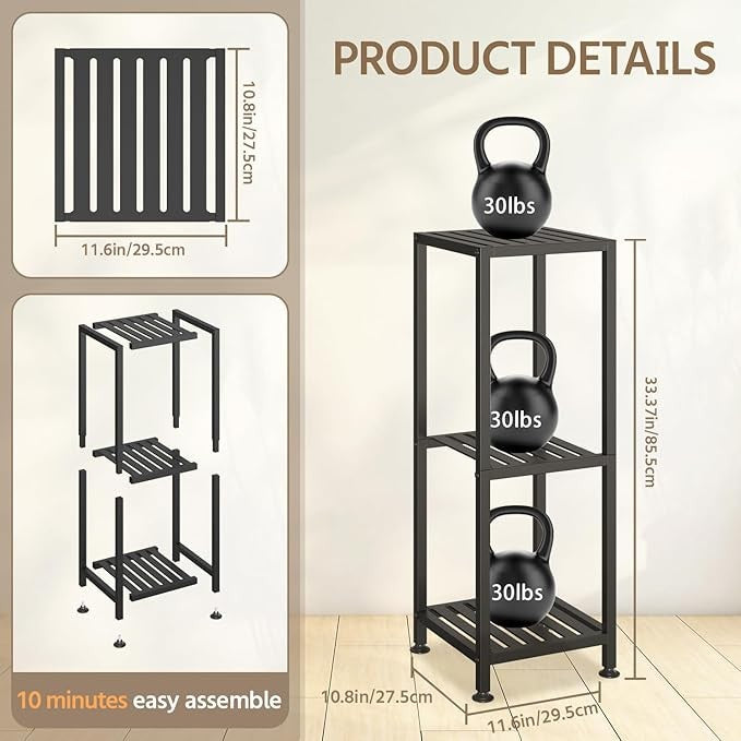 3 Tier Black Metal Plant Stand Indoor Outdoor Tall Flower Shelf Display Rack