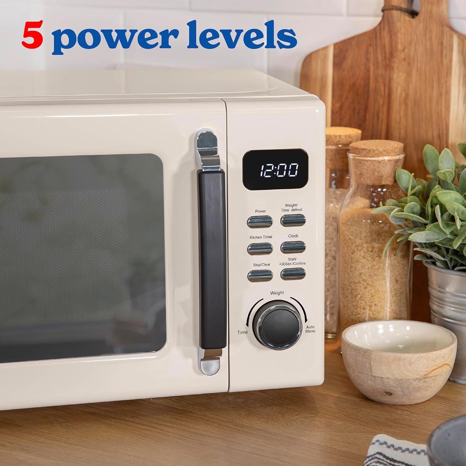 Russell Hobbs 20L 800W Digital Microwave 8 Auto Cook Cream Mirror Finish