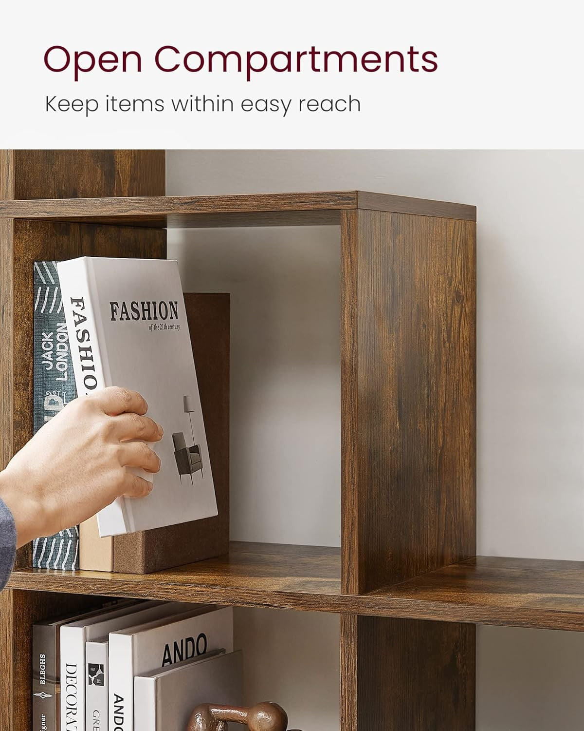 10-Tier Rustic Brown Cube Shelf – Large Open Display Bookcase for Home & Office