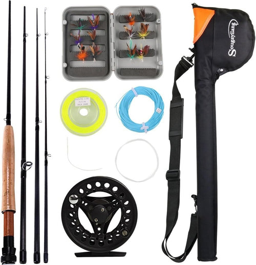 8.85ft Fly Fishing Rod & Reel Combo – Carbon Freshwater 4-Section Kit