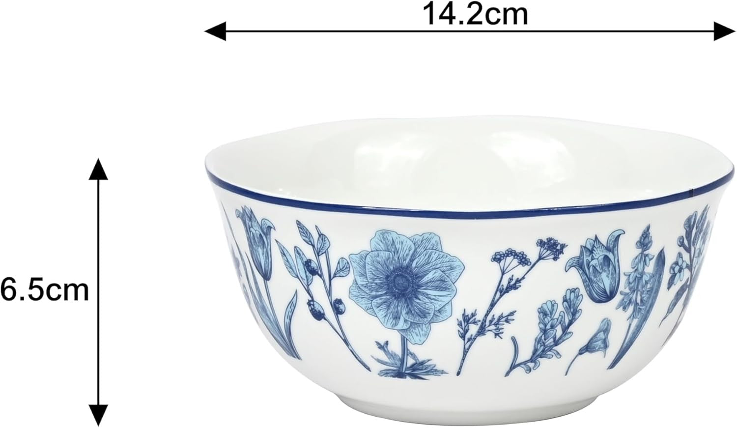 16pc Porcelain Dinnerware Set Blue Floral Plates Bowls Mugs Dishwasher Safe
