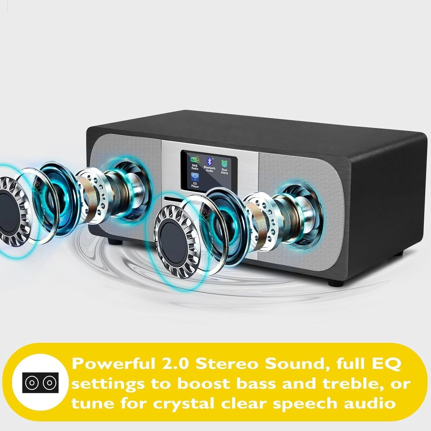 CD Player Hi-Fi System DAB+ Bluetooth 100W Stereo Anthracite