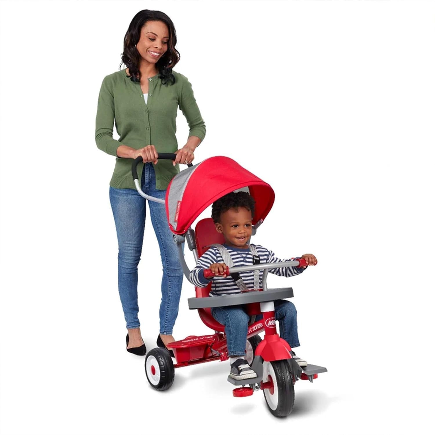 4 in 1 Toddler Tricycle Push Trike Parent Handle Adjustable Seat Red