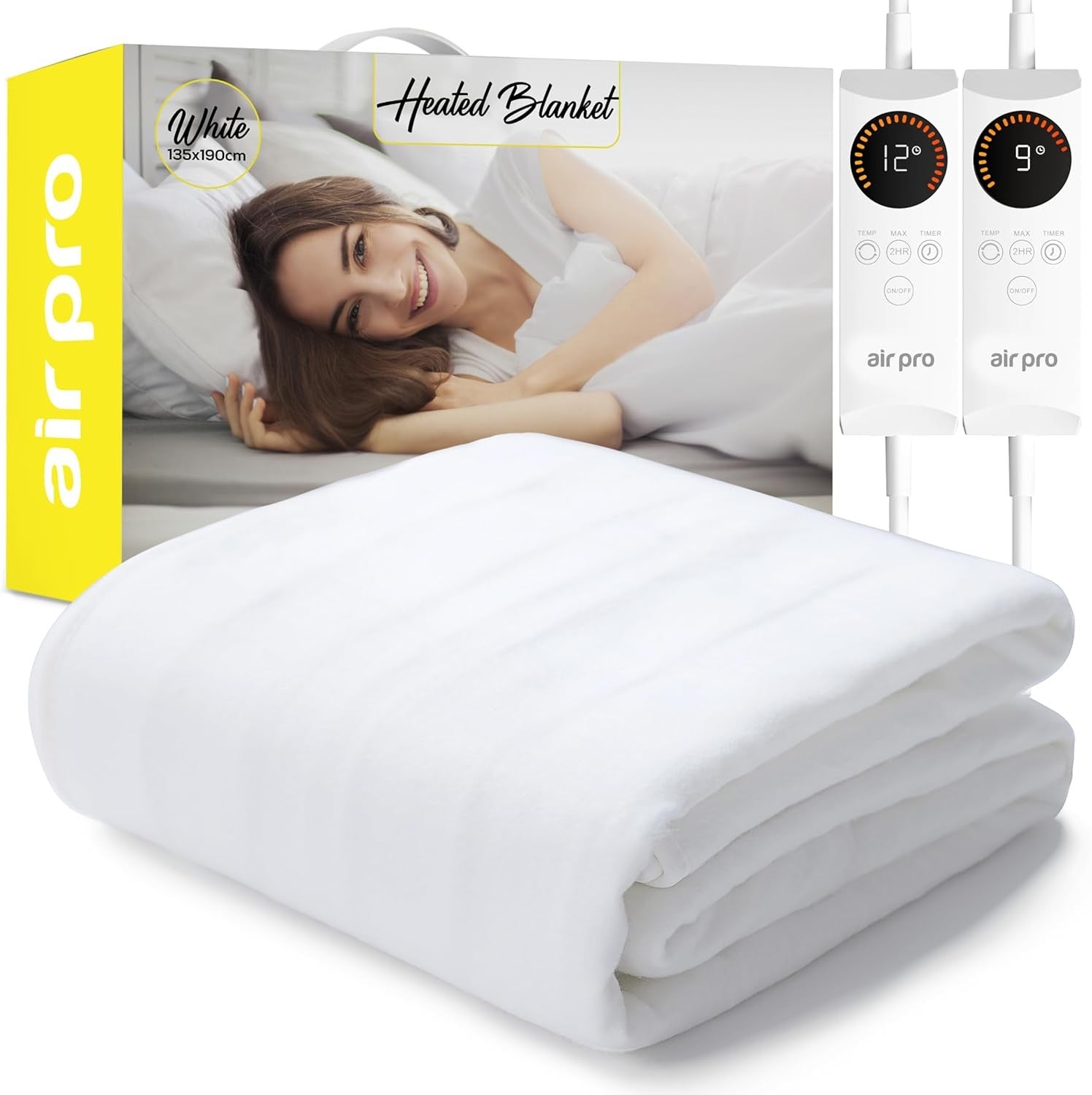 Electric Heated Underblanket Double 135x190cm Dual Control Fitted Mattress
