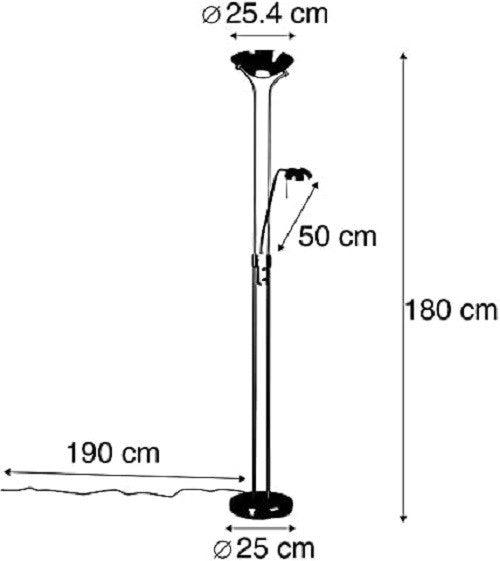 Gold Floor Lamp with Reading Light Dimmable LED Modern Uplighter E27