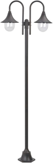 Bronze 2-Lantern Garden Post Light 220cm Aluminium IP44 E27