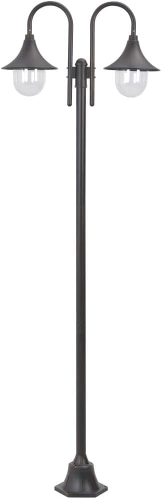 Bronze 2-Lantern Garden Post Light 220cm Aluminium IP44 E27