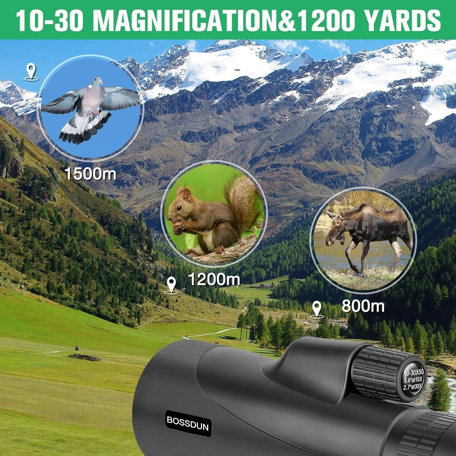 10-30x50 High Power Zoom Monocular BAK4 Prism HD with Tripod & Phone Adapter