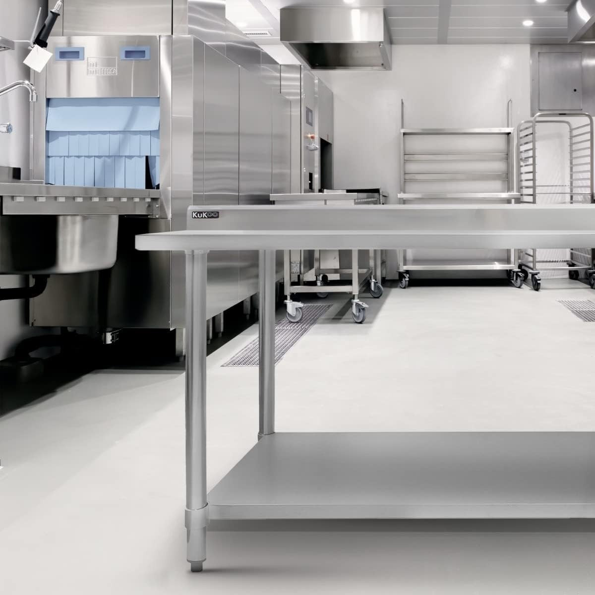 4FT Stainless Steel Catering Prep Table 250kg Bench Shelf Backsplash 120x60