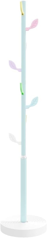 Modern Blue Metal Coat Rack Stand | Freestanding Hall Tree with Cement Base 172c