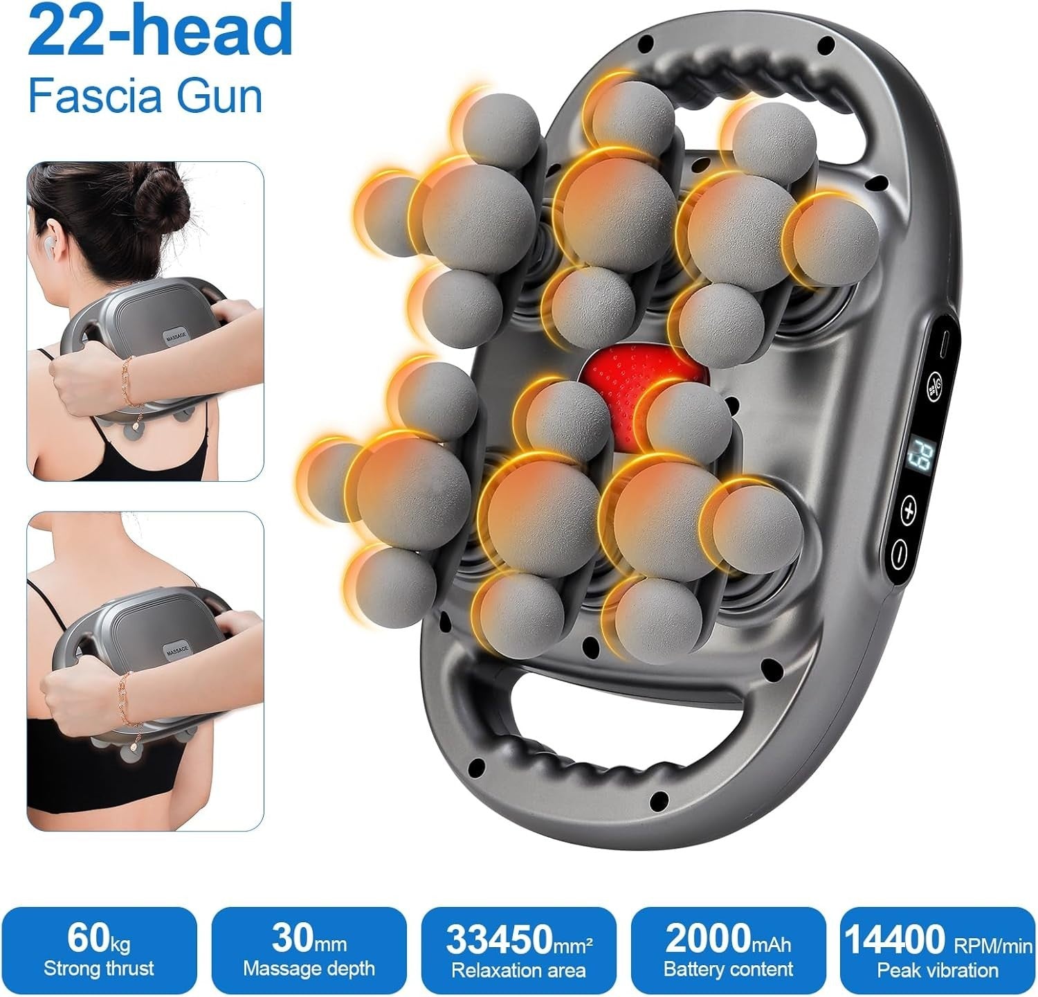 22 Head Deep Tissue Massage Gun Multi Node Full Body Muscle Relief Therapy