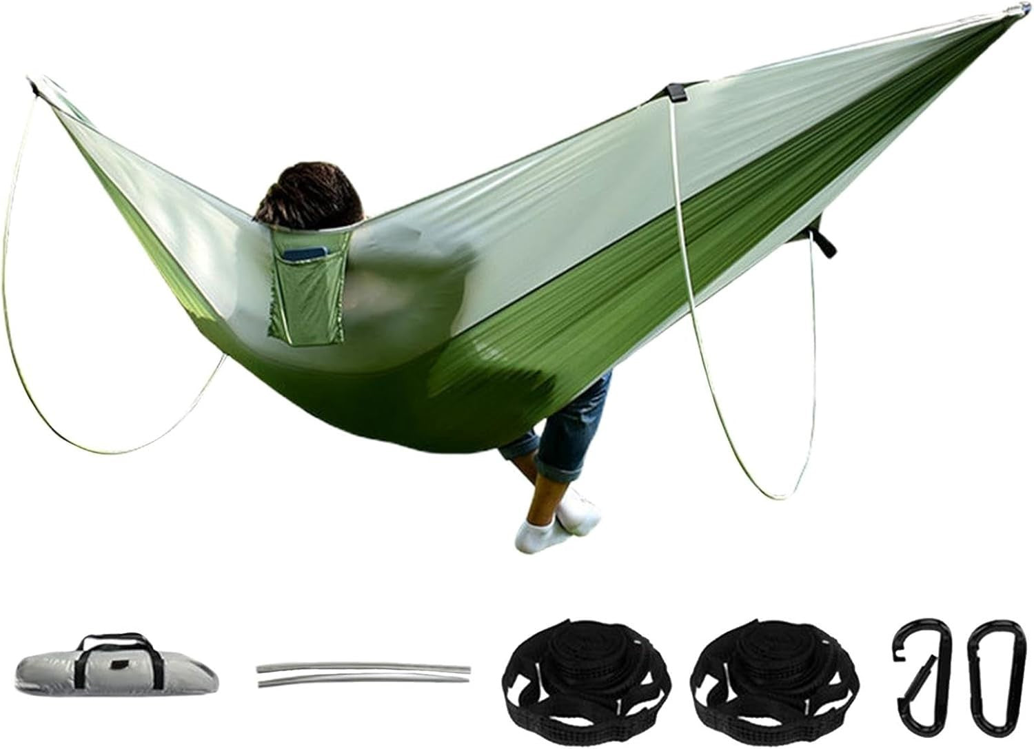 Portable Outdoor Camping Hammock with Poles, Waterproof Travel Swing Bed