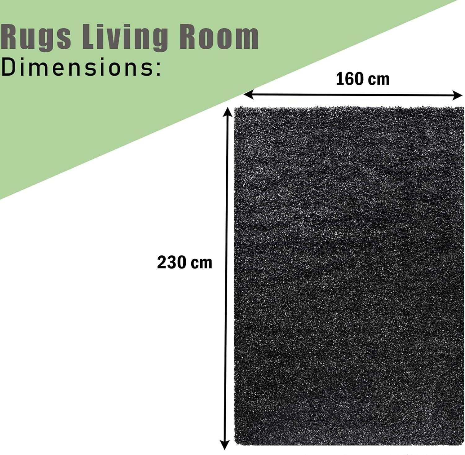 Extra Large Shaggy Area Rug 160x230cm Thick Soft High Pile Living Room Carpet
