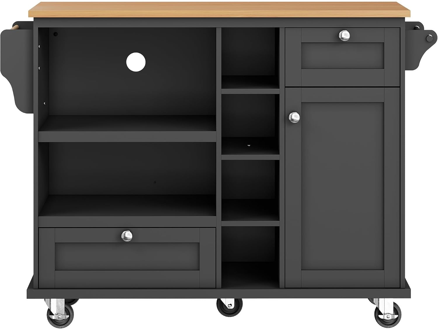 Rolling Kitchen Island Trolley Cabinet 2 Drawers Spice Towel Rack Wheels