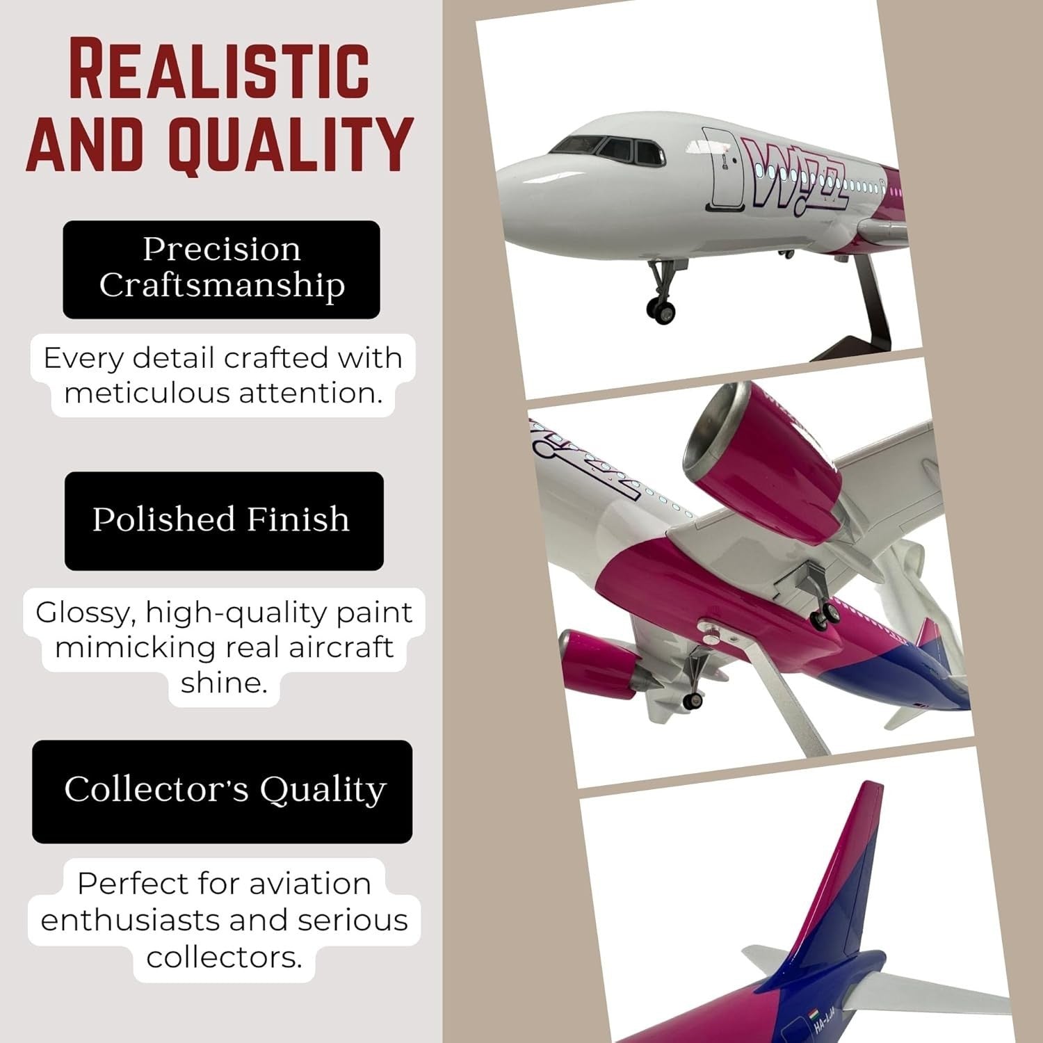 1:80 Scale Model Plane Airbus | Voice Lights, Display Stand, Collectors Gift