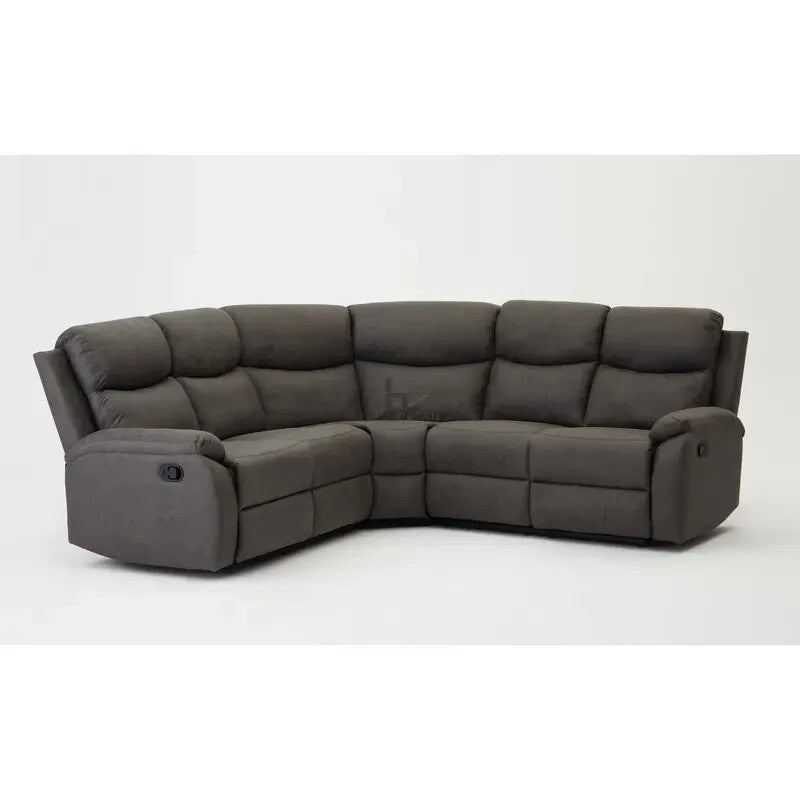 5 Seater Corner Recliner Sofa L-Shaped Grey Faux Leather Lounge Suite