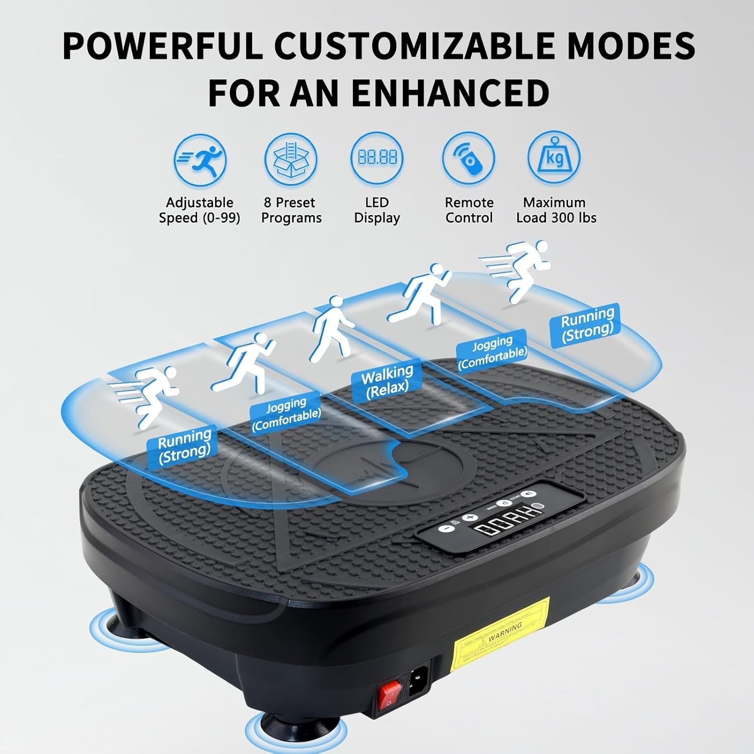 Black Vibration Plate Exercise Machine Whole Body Workout Fat Burn Home