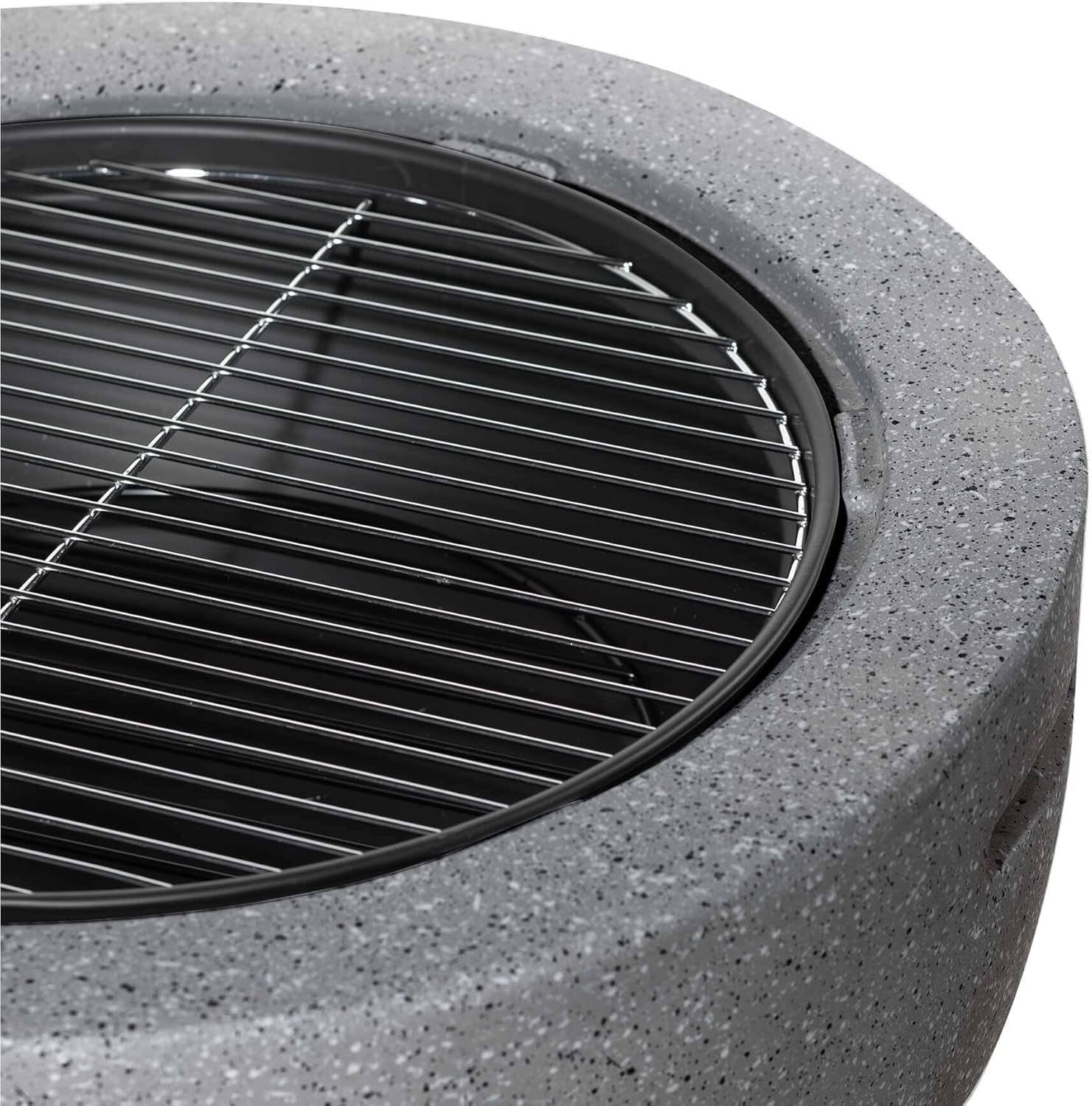 60cm Outdoor Fire Pit with BBQ Grill, Heat-Resistant MgO Stone Effect