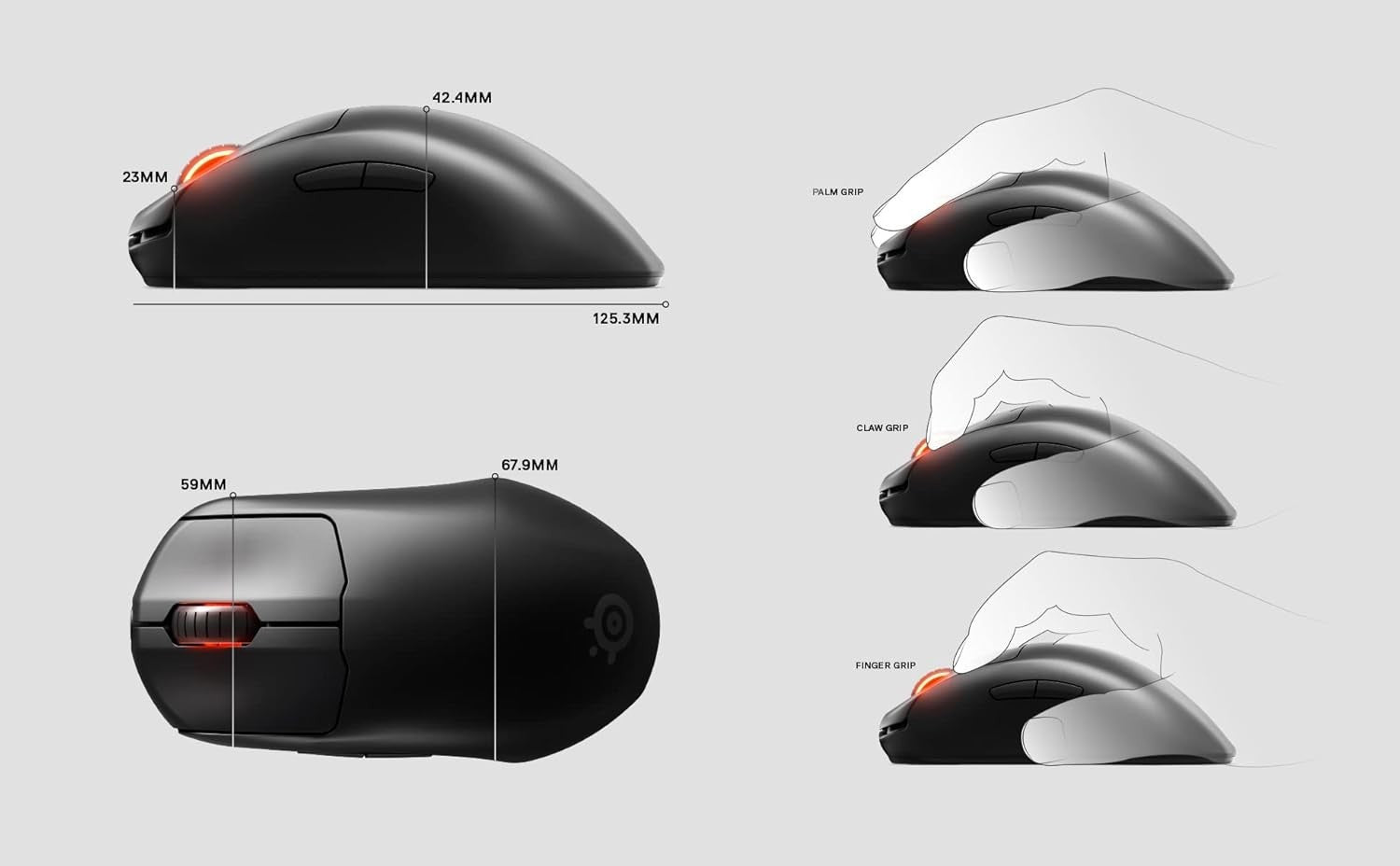 Esports Wireless Gaming Mouse 18K DPI 100Hr Battery Magnetic Switch