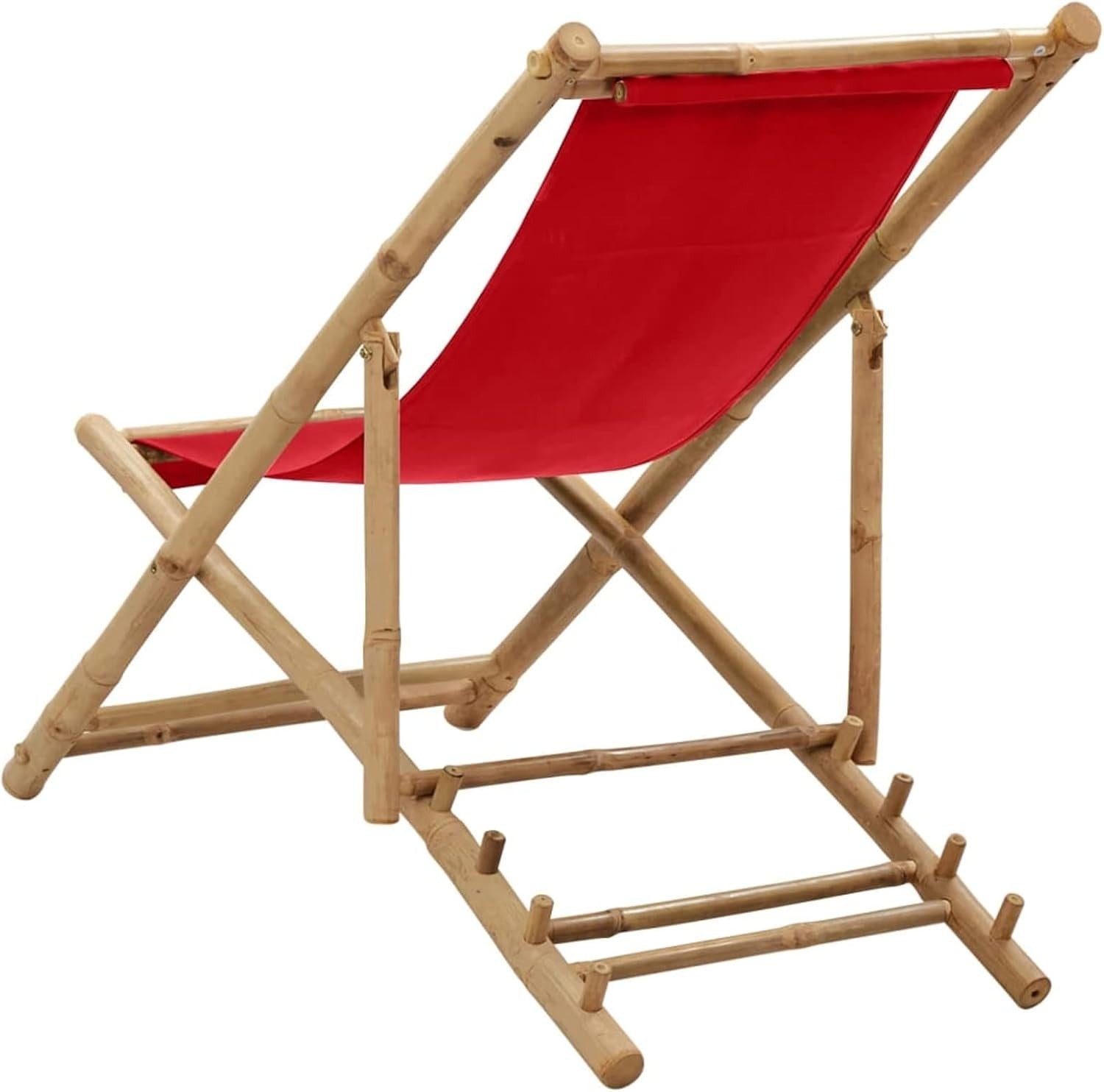 Adjustable Bamboo Deck Chair with Canvas Seat | Foldable Outdoor Lounger