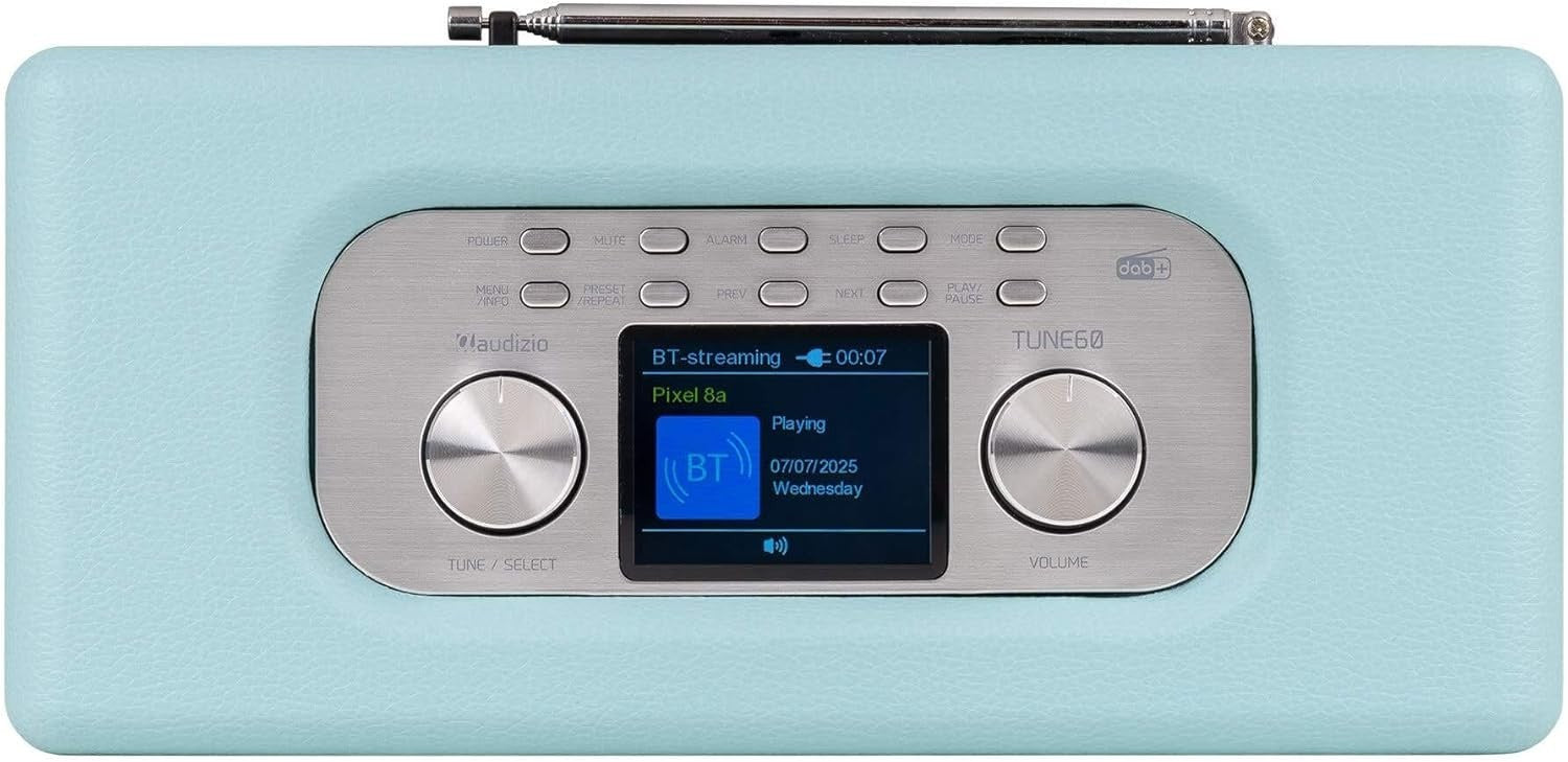 Retro DAB+ FM Radio Bluetooth Speaker USB MicroSD Alarm Clock Blue