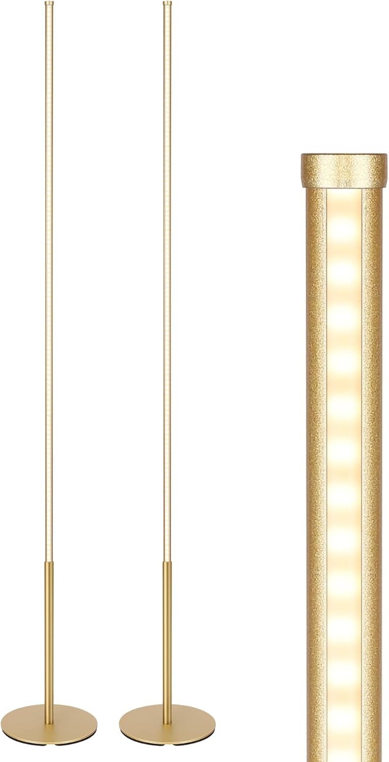 2 Pack Dimmable LED Floor Lamp 57.5" Slim Standing Light Warm White