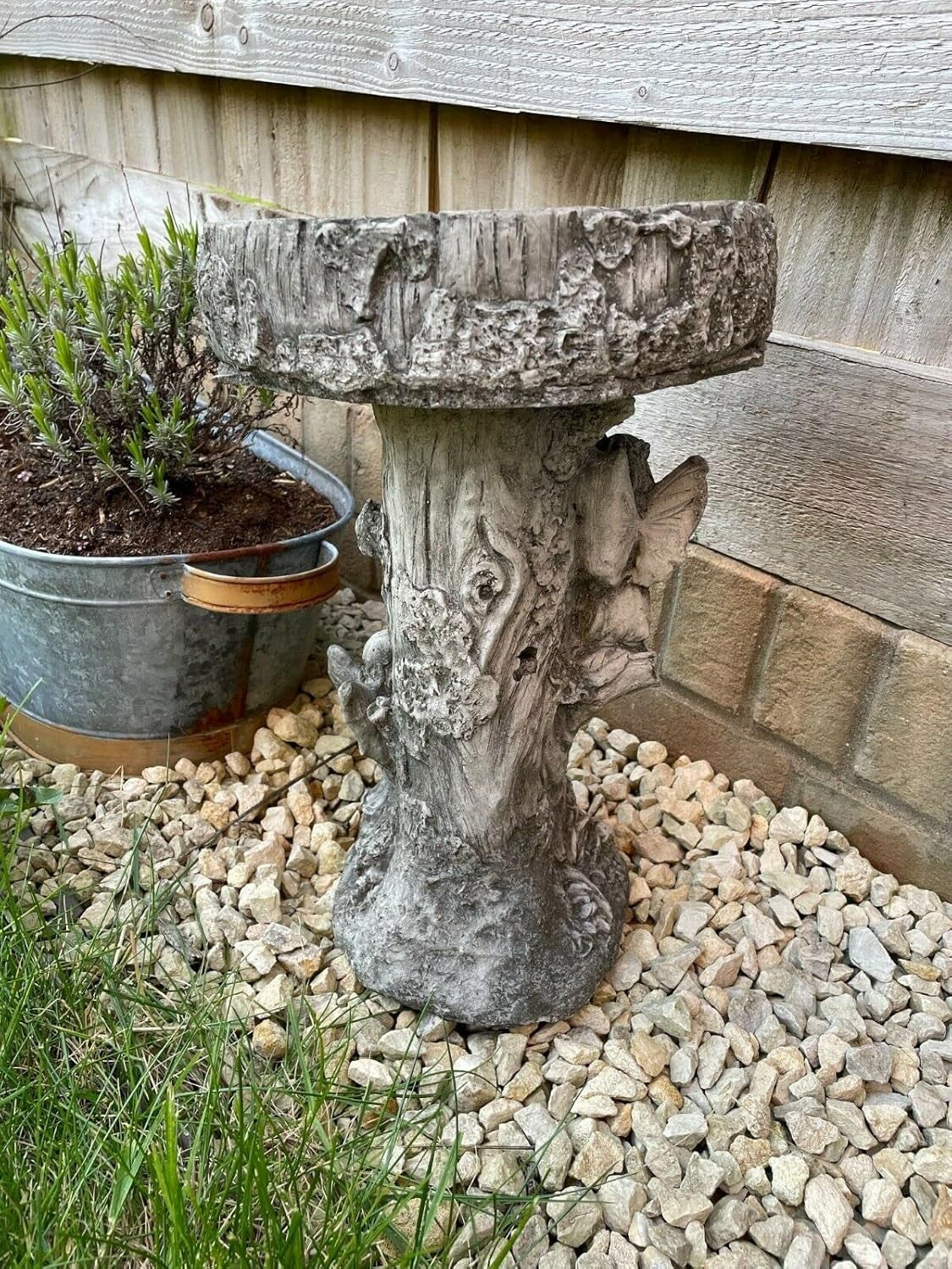 Fairy Stone Bird Bath Angel Garden Ornament | Vintage Outdoor Feeder Statue Deco