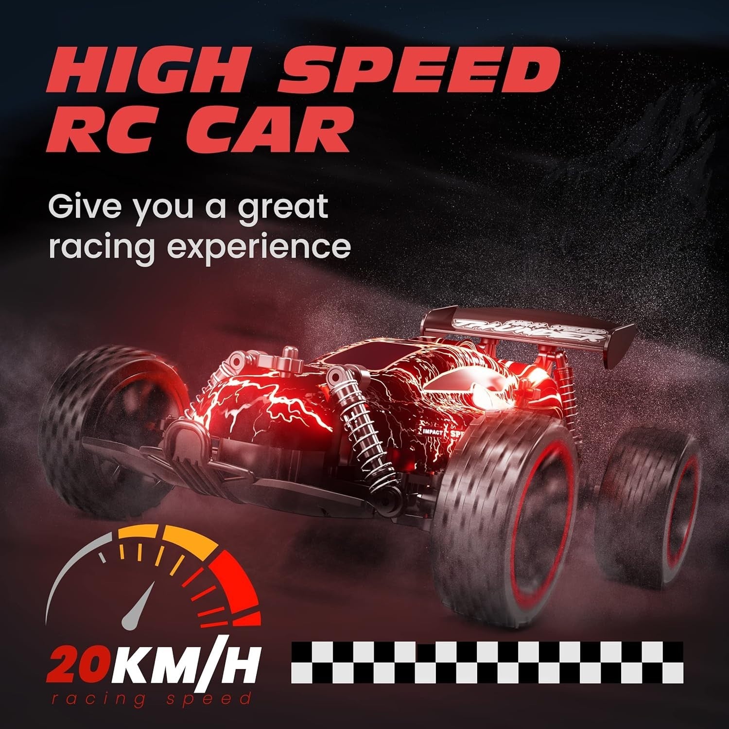 Remote Control Car 1:18 Scale 20KM/H LED RC Car Toys Gift for Boys & Girls