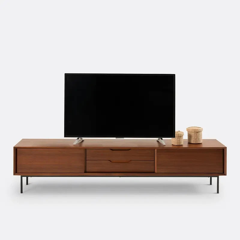 Modern Walnut TV Unit 200cm | Media Console Cabinet | Up to 75” Screen