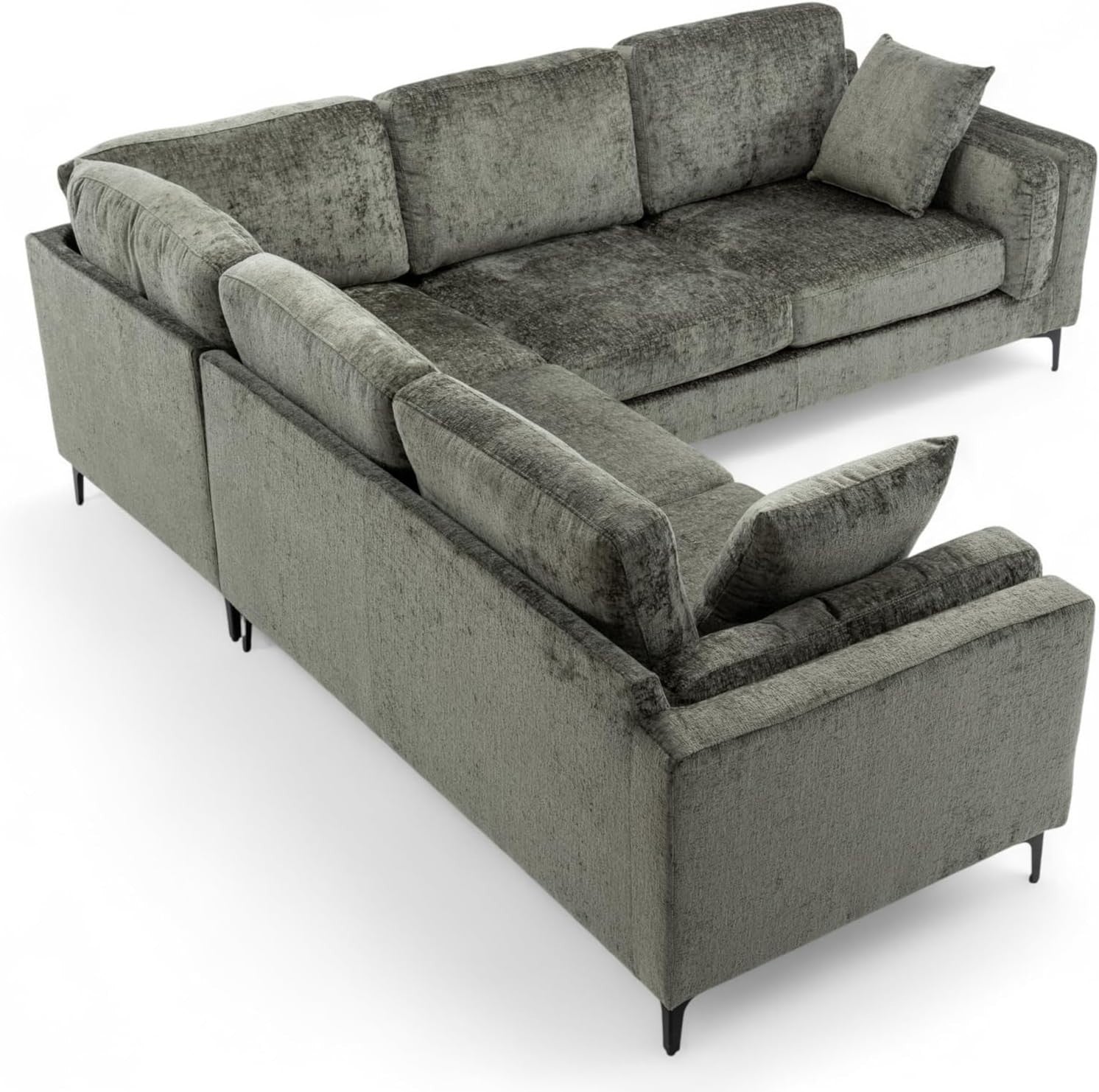 Modern 5-Seater L Shaped Corner Sofa Chenille Fabric Removable Cushions